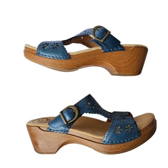 DANKSO Sapphire Laser Cut Blue Sandal Clog Size 40 (9.5-10) Comfort - Picture 2 of 8